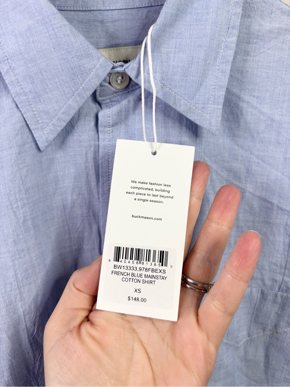 Buck Mason french blue mainstay cotton shirt size XS new button down relaxed - Picture 7 of 9